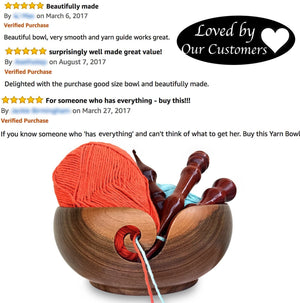 Bowl Walnut and Knitting Bag Bundle - 7"X3", Wooden, Handmade from Special European Walnut Wood - Storage Organizer, Holder for Knitting and Crochet